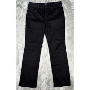 NYDJ Marilyn Straight Jeans Womens 14 Black High Rise Stretch Lift Tuck 35x32